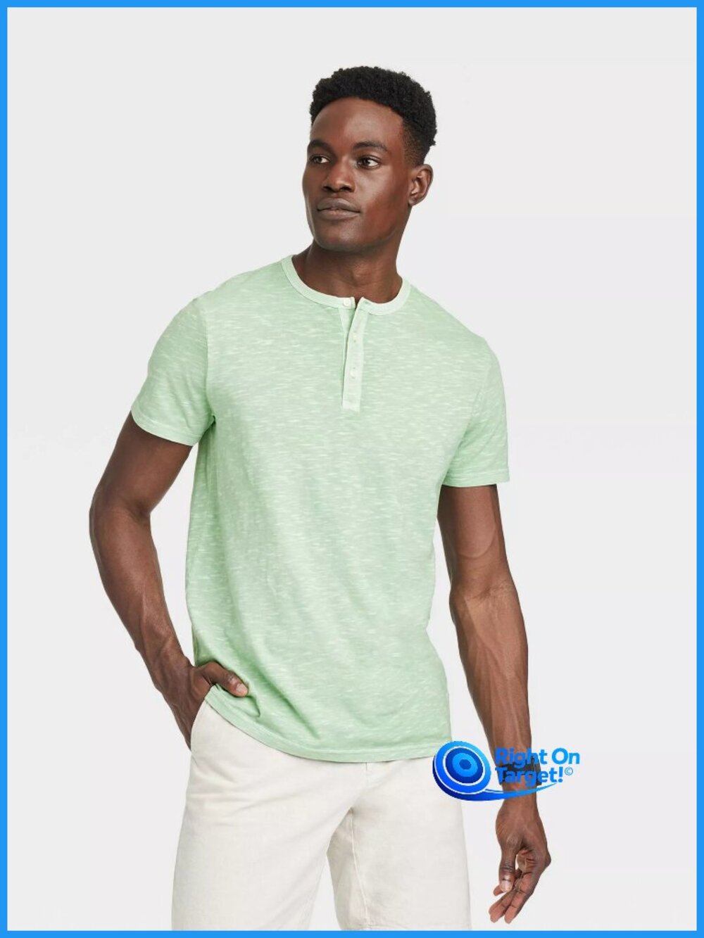 XXL - Mens Short Sleeve Henley TShirt - Goodfellow Co - Green